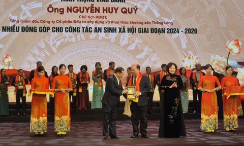 Ông Nguyễn Huy Quý, Tổng giám đốc Công ty CP Xây dựng và khai thác khoáng sản Thăng Long được vinh danh vì đóng góp cho an sinh xã hội giai đoạn 2024–2026